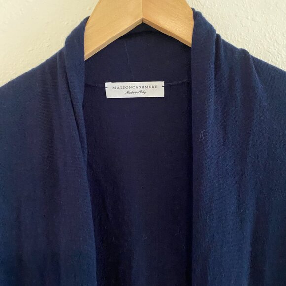 Maison Cashmere Stresa Long Open Cardigan Duster - Blue Made in Italy, Size S - Picture 8 of 8